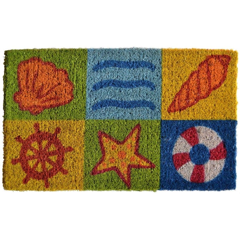 HomeRoots Multi-Colored 30 in. x 18 in. Coir Non-Slip Indoor/Outdoor Door Mat 2000555479