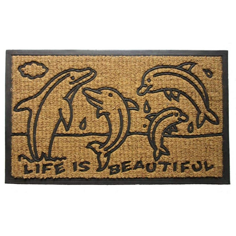 HomeRoots Multi-Colored 30 in. x 18 in. Coir Non-Slip Indoor/Outdoor Door Mat 2000555505