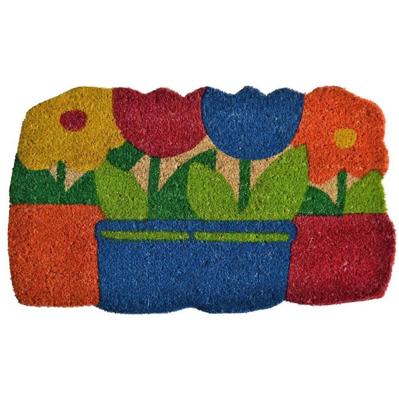 HomeRoots Multi-Colored 30 in. x 18 in. Coir Non-Slip Indoor/Outdoor Door Mat 2000555516