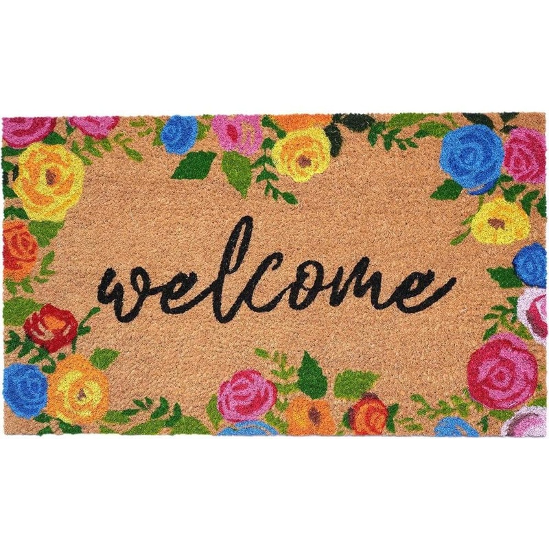 HomeRoots Multi-Colored 36 in. x 24 in. Coir Non-Slip Indoor/Outdoor Door Mat 2000555219