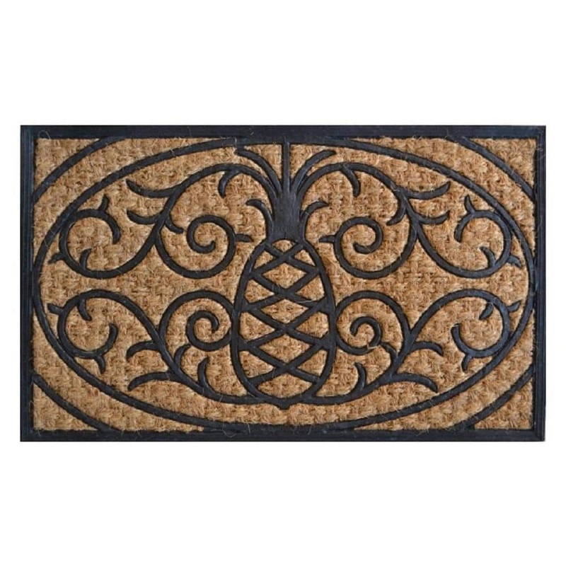 Imports Decor Non-Brush Rubber Back, Pineapple, 30 in. x 18 in. Coir Door Mat 409NBRCM