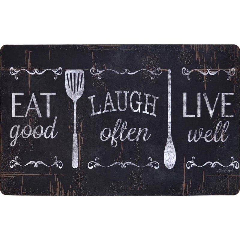 J&V TEXTILES Cloud Comfort Eat Laugh Live 18 in. x 30 in. Anti-Fatigue Kitchen Mat SMALL DC17