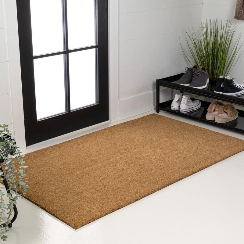 JONATHAN Y Peater Classic Casual Commerical Indoor Natural Coir Light Brown 3 ft. x 4 ft. Doormat CHG100A-34