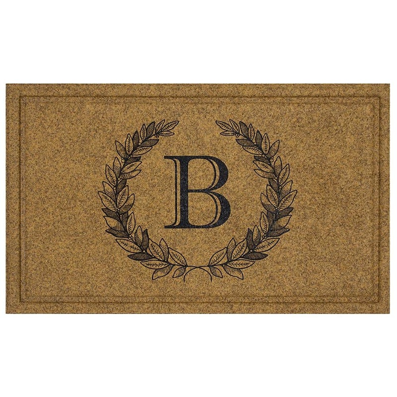 Mohawk Home Laurel Multi 24 in. x 36 in. Faux Coir Monogrammed B Door Mat 668594