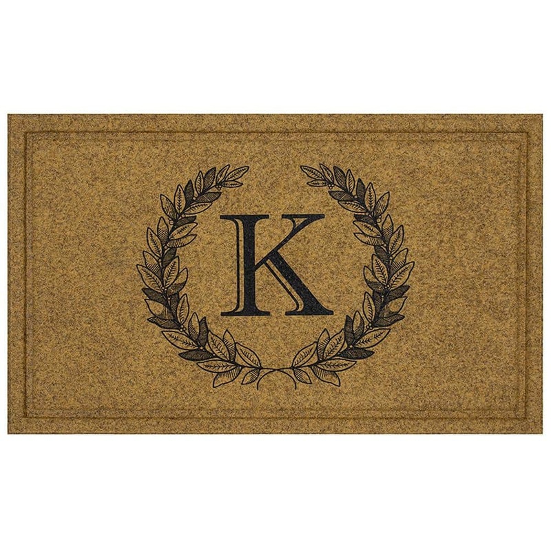 Mohawk Home Laurel Multi 24 in. x 36 in. Faux Coir Monogrammed K Door Mat 668693