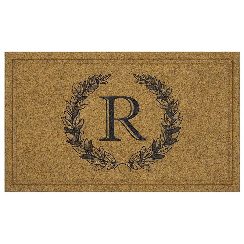 Mohawk Home Laurel Multi 24 in. x 36 in. Faux Coir Monogrammed R Door Mat 668778