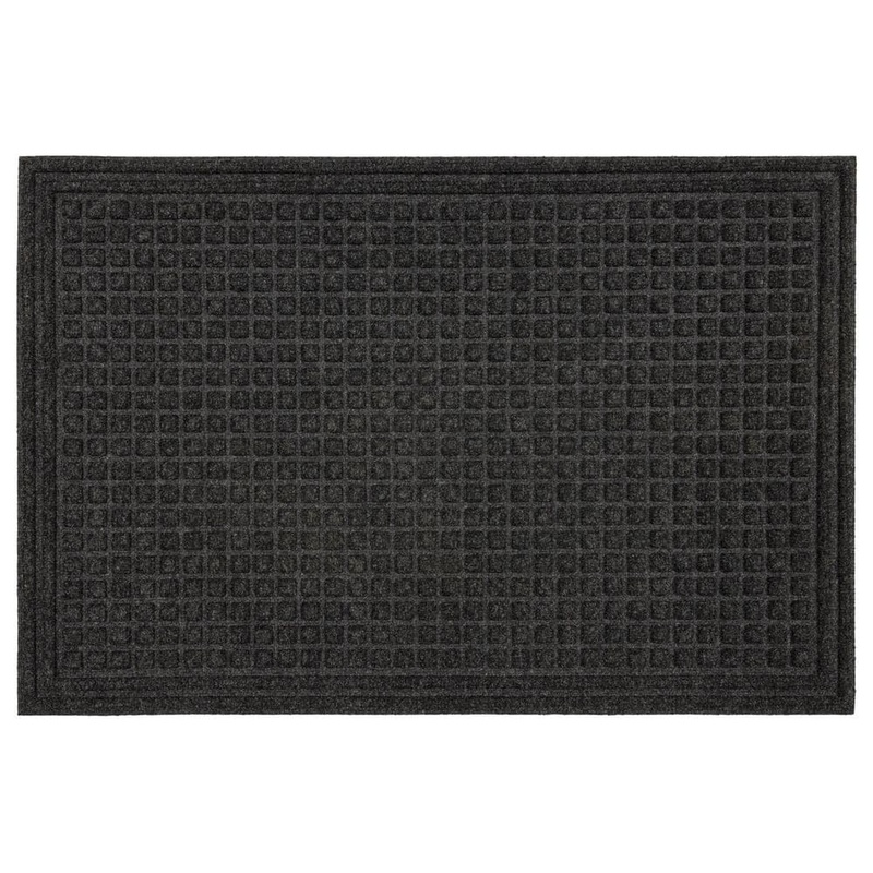 Mohawk Home Waffle Grid Black Onyx 18 in. x 30 in. Recycled Rubber Indoor/Outdoor Impressions Door Mat 749071