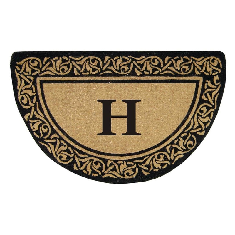 Nedia Home Heavy Duty Bella Brown 22 in. x 36 in. No Backing Coir Monogrammed H Indoor Outdoor Door Mat O2240H