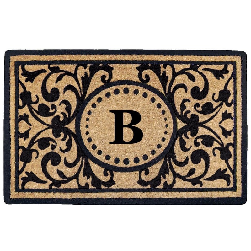 Nedia Home Heavy Duty Black 18 in. x  30 in. Coir Heritage Monogrammed B Indoor Outdoor Door Mat O2351B
