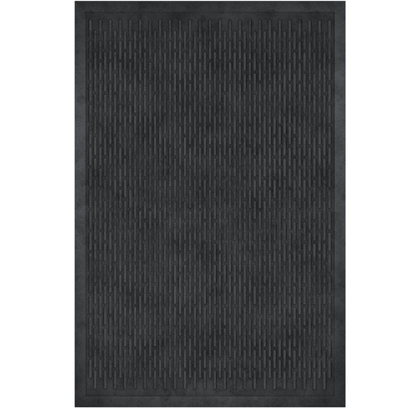 Ottomanson Easy clean, Waterproof Non-Slip 2×3 Indoor/Outdoor Rubber Doormat, 24 in. x 36 in., Black Ribbed RDM9324-24X36