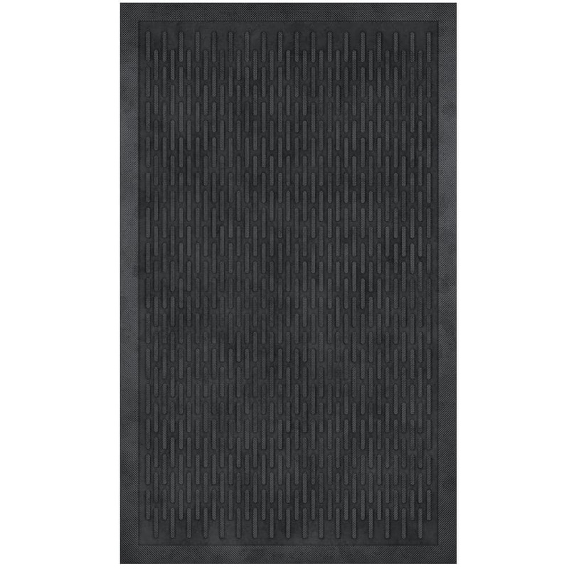 Ottomanson Easy clean, Waterproof Non-Slip Indoor/Outdoor Rubber Doormat, 18 in. x 30 in., Black Lines RDM9324-18X30