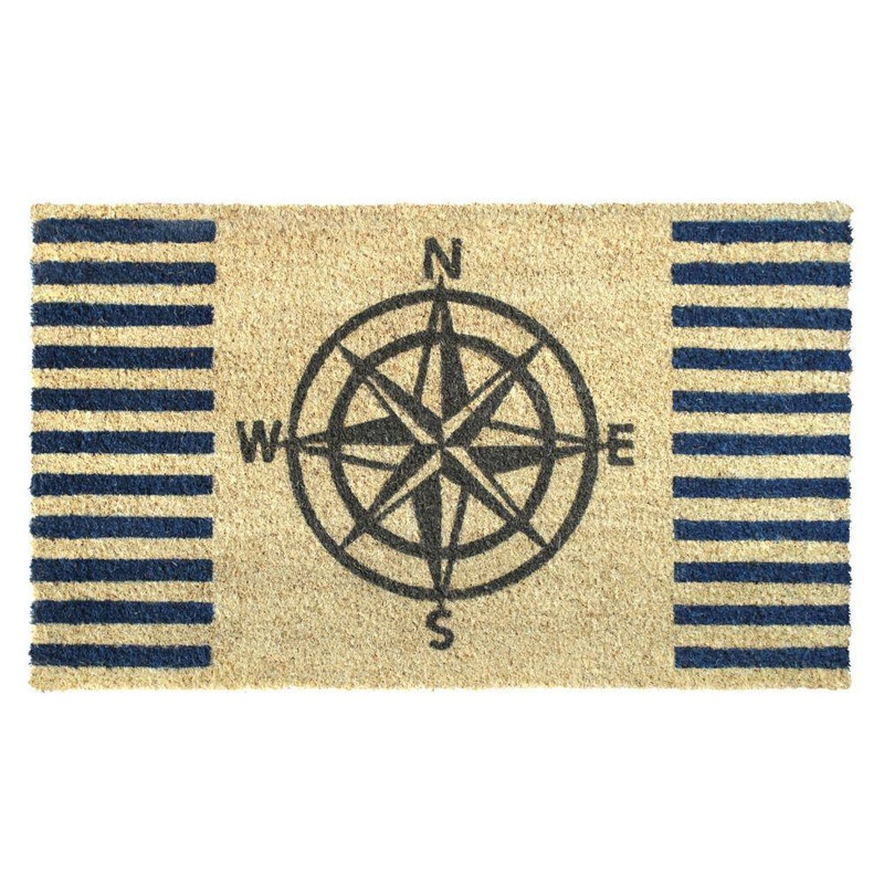 RugSmith Gray Welcome Compass 18 in. x 30 in. Doormat DM9190