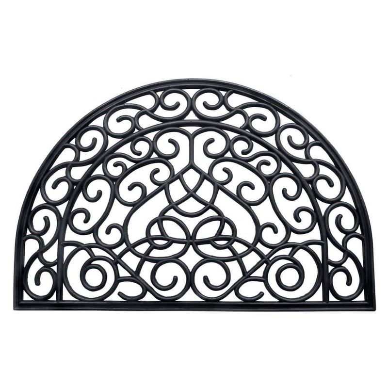 RugSmith Moulded Vines Half-round Rubber Black 24in. x 36in. Rubber Door Mat DM6515A