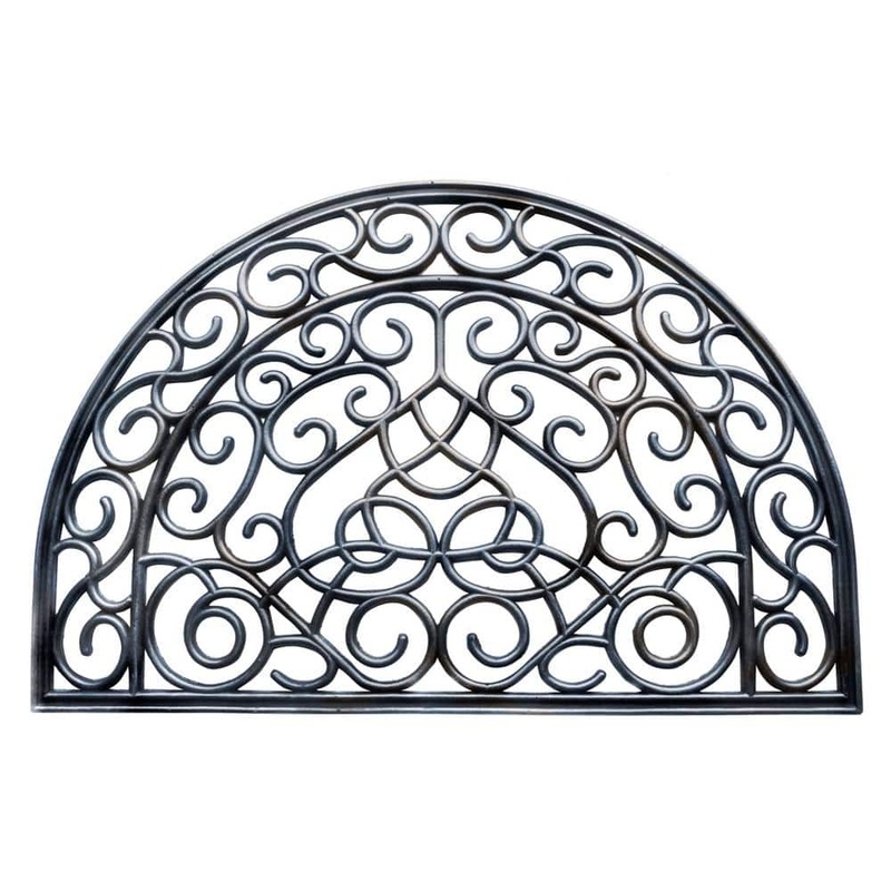 RugSmith Moulded Vines Half-round Rubber Nickel 24in. x 36in. Rubber Door Mat DM6515B