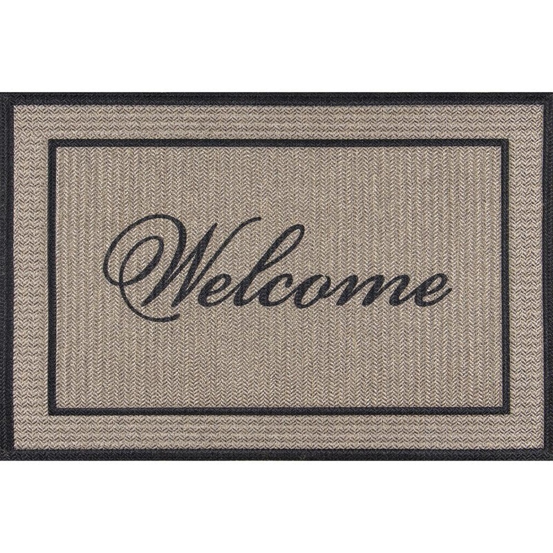 StyleWell Welcome Chevron Taupe 24 in. x 36 in. Rubber Non-Slip Indoor Outdoor Door Mat 60666280124×36