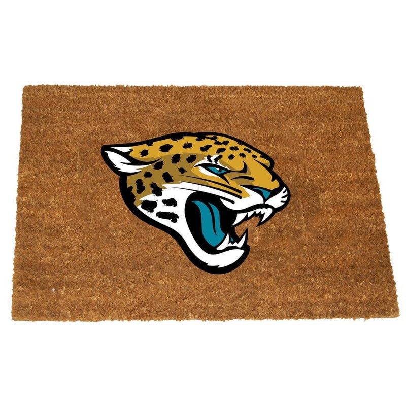 The Memory Company Jacksonville Jaguars 19.5 in. x 29.5 in. Coir Fiber Colored Logo Door Mat NFL-JAX-1689