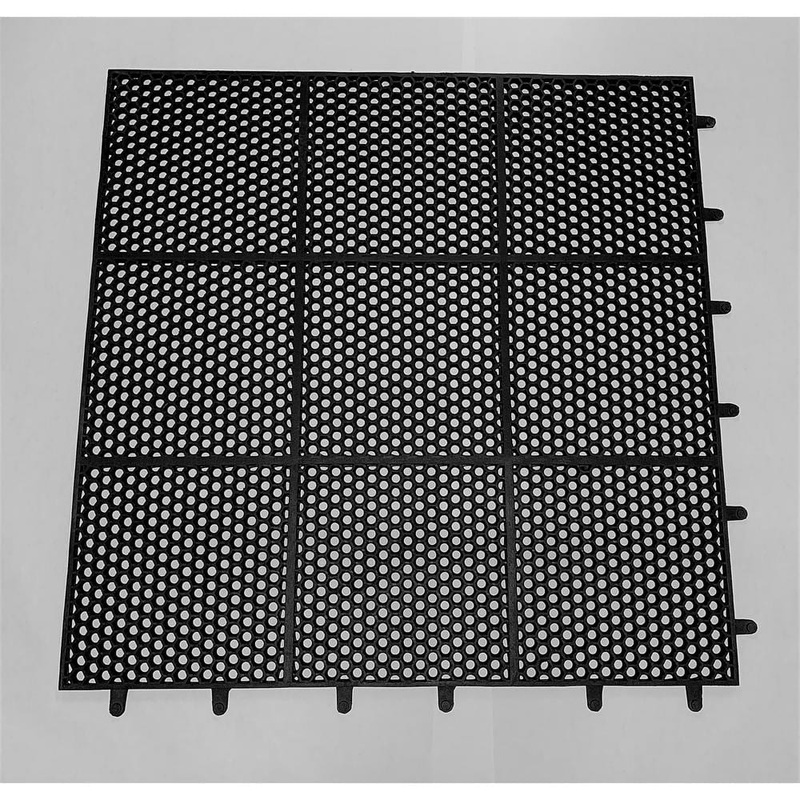 Unbranded HEX-O-LITE Black 36 in. x 36 in. Rubber Drain-Thru Anti-Fatigue Non-Slip Indoor Floor Mat HC-3636BLK