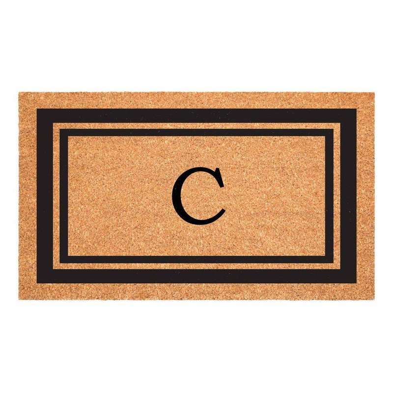 Calloway Mills Black Border Monogram Door Mat 18 in. x 30 in. (Letter C) 152961830C