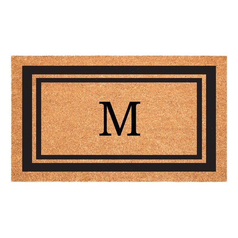 Calloway Mills Black Border Monogram Door Mat 18 in. x 30 in. (Letter M) 152961830M