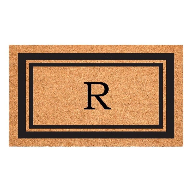 Calloway Mills Black Border Monogram Door Mat 18 in. x 30 in. (Letter R) 152961830R