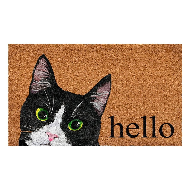 Calloway Mills Black White Tuxedo Cat Doormat 24