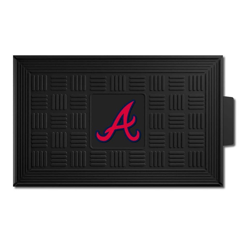 FANMATS MLB Atlanta Braves Black 19 in. x 30 in. Vinyl Indoor/Outdoor Door Mat 11290