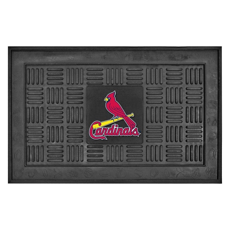 FANMATS MLB St. Louis Cardinals Black 19 in. x 30 in. Vinyl Indoor/Outdoor Door Mat 11316