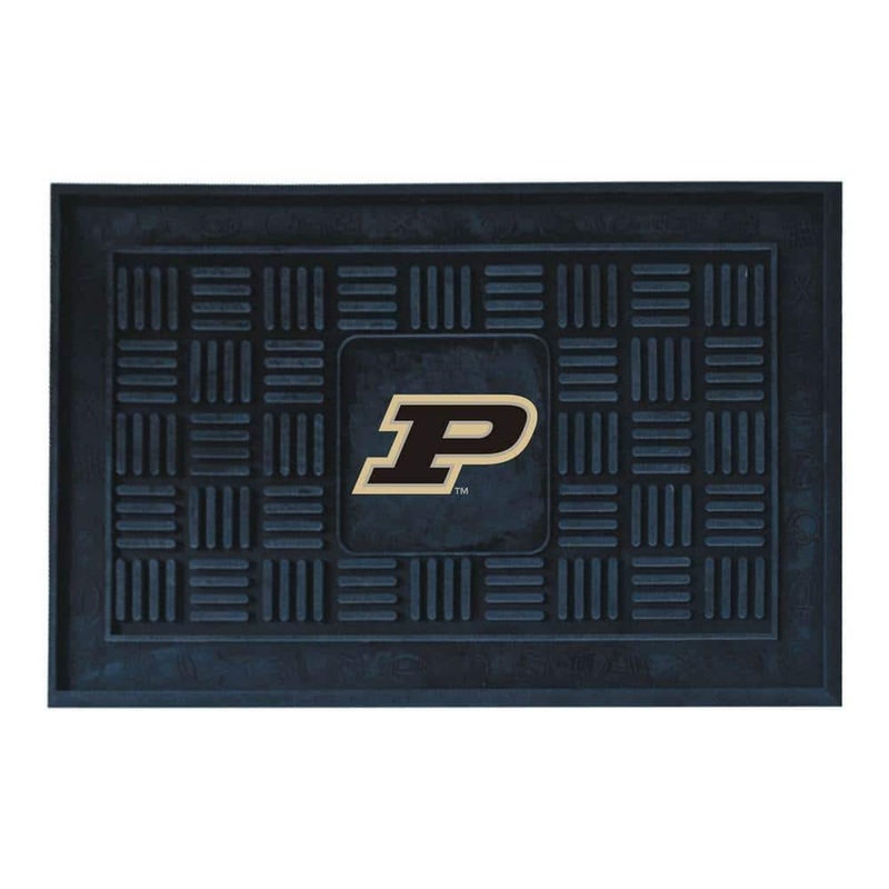 FANMATS NCAA Purdue University Black 19.5 in. x 31.25 in. Outdoor Vinyl Medallion Door Mat 11786