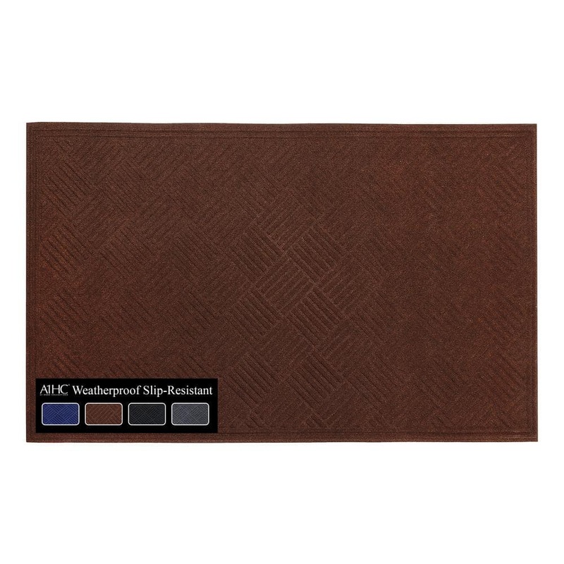 A1 Home Collections A1HC All Weather Durable Polypropylene Brown 36 in. x 60 in. Non Slip Backing Rubber Door Mat A1PR22-36X60-BR