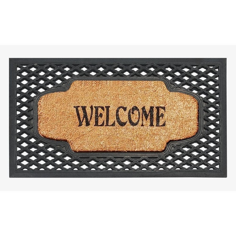 A1 Home Collections A1HC Black 23 in. x 38 in. Natural Rubber and Coir Thick Durable Outdoor/Indoor Doormat A1200027-WEL-BL