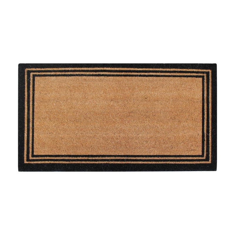 A1 Home Collections A1HC Black/Beige 24 in x 39 in Coir PVC Classic Border Heavy Duty Boot Scrapper Doormat 200021-BR-24X39