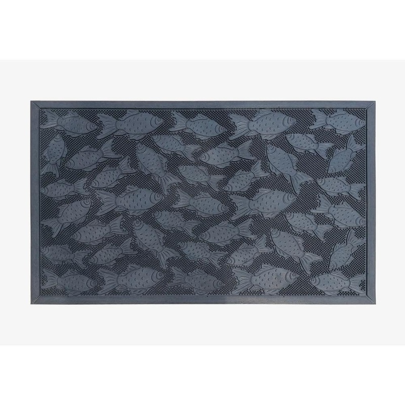 A1 Home Collections A1HC Door Gold Fish Black 24 in. x 36 in. Rubber Pin Indoor Outdoor Entrance Door Mat Fun Designed Floor Mat A1HC200184