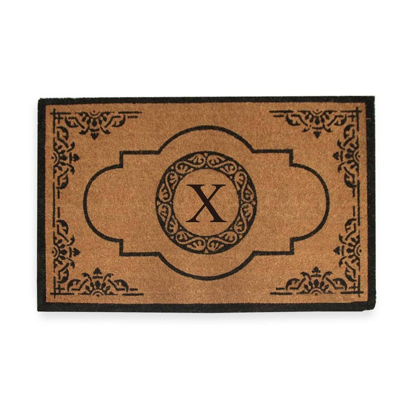 A1 Home Collections A1HC First Impression Hand Crafted X-Large Abrilina 36 in. x 72 in. Entry Coir Monogrammed Double Doormat PT6001-K