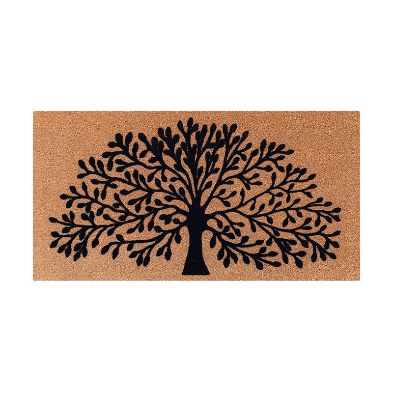 A1 Home Collections A1HC First Impression Shredding Tree Fade Resistant Black/Beige Coir 30 in. x 48 in. Double Door Mat PTF3001