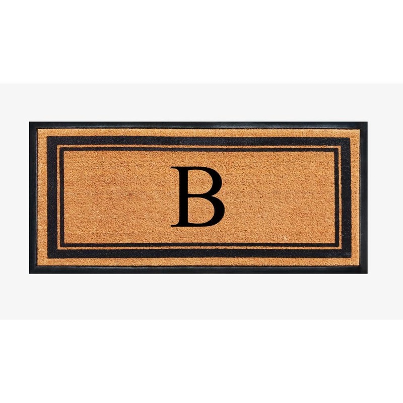 A1 Home Collections A1HC Markham Picture Frame Black/Beige 30 in. x 60 in. Coir and Rubber Flocked Large Outdoor Monogrammed B Door Mat A1HOME200188-B