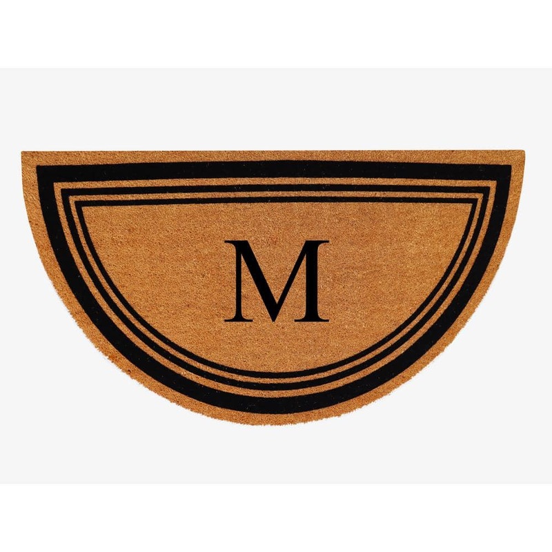 A1 Home Collections A1HC Natural Coir Flock Beige 30 in. x 60 in. Coir & PVC Durable Door Mat for Outdoor Entrance Monogrammed M Door Mat A1HOME200172-M