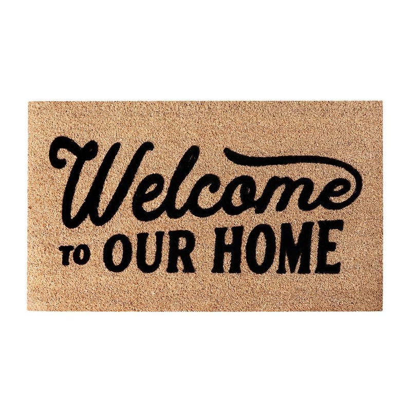 A1 Home Collections A1HC Welcome Home Black 24 in. x 36 in. Natural Coir Heavy Duty Non Slip PVC Backing Outdoor Welcome Mat A1HC225-24X36