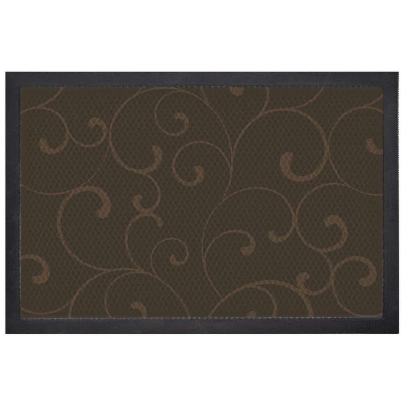 BERNINI FOUNTAINS Aqua Indoor Outdoor Mat ScrollWork Brown 24 in. L x 5 in. W LG8016BN