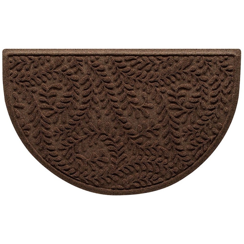 Bungalow Flooring Waterhog Boxwood Dark Brown 24 in. x 39 in. Half Round PET Polyester Indoor Outdoor Doormat 20563522439