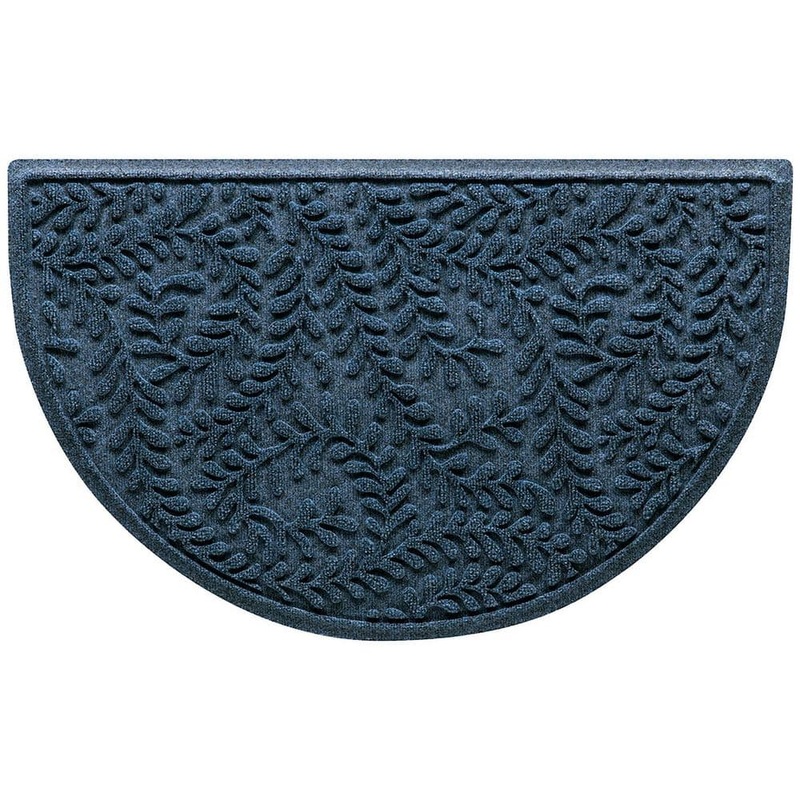 Bungalow Flooring Waterhog Boxwood Navy 24 in. x 39 in. Half Round PET Polyester Indoor Outdoor Doormat 20563612439