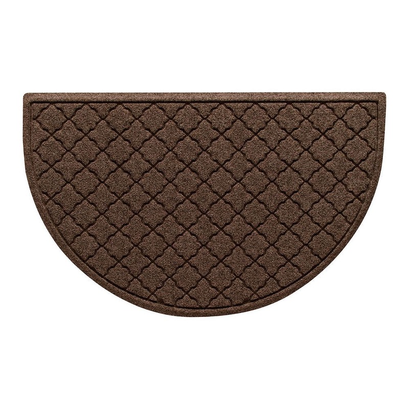 Bungalow Flooring Waterhog Cordova 24 in. x 39 in. Half Round PET Polyester Indoor Outdoor Door Mat Dark Brown 20685522439