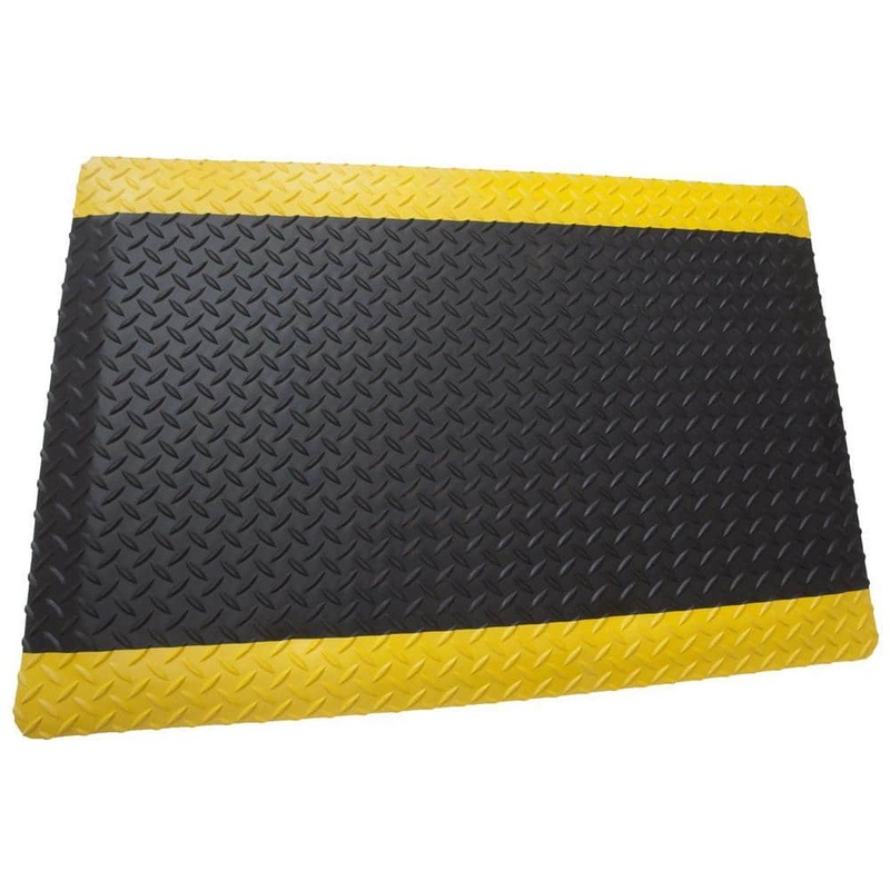Rhino Anti-Fatigue Mats Diamond Plate Anti-Fatigue Black/Yellow DS 2 ft. x 10 ft. x 15/16 in. Commercial Mat DTT24DSBYX10