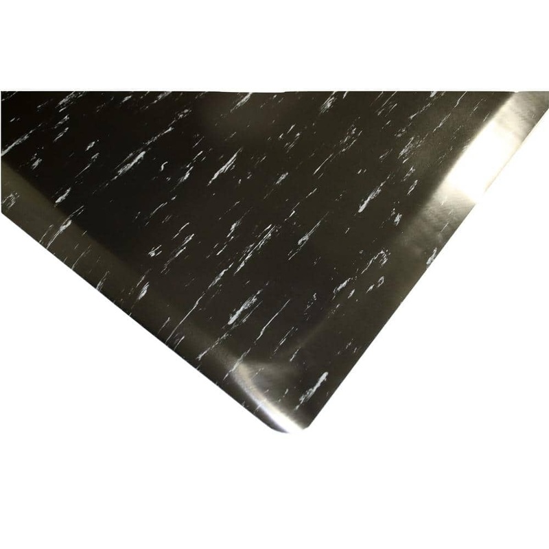 Rhino Anti-Fatigue Mats Marbleized Tile Top Anti-fatigue Mat 4 ft. x 6 ft. x 1/2 in. Black/White Commercial Mat TT-R48B/WX6