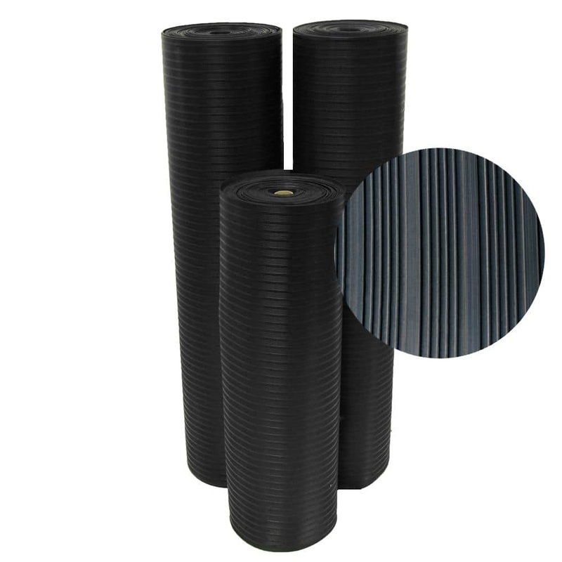 Rubber-Cal Corrugated Composite Rib 4 ft. x 20 ft. Black Rubber Flooring (80 sq. ft.) 03_168_W_CO_20