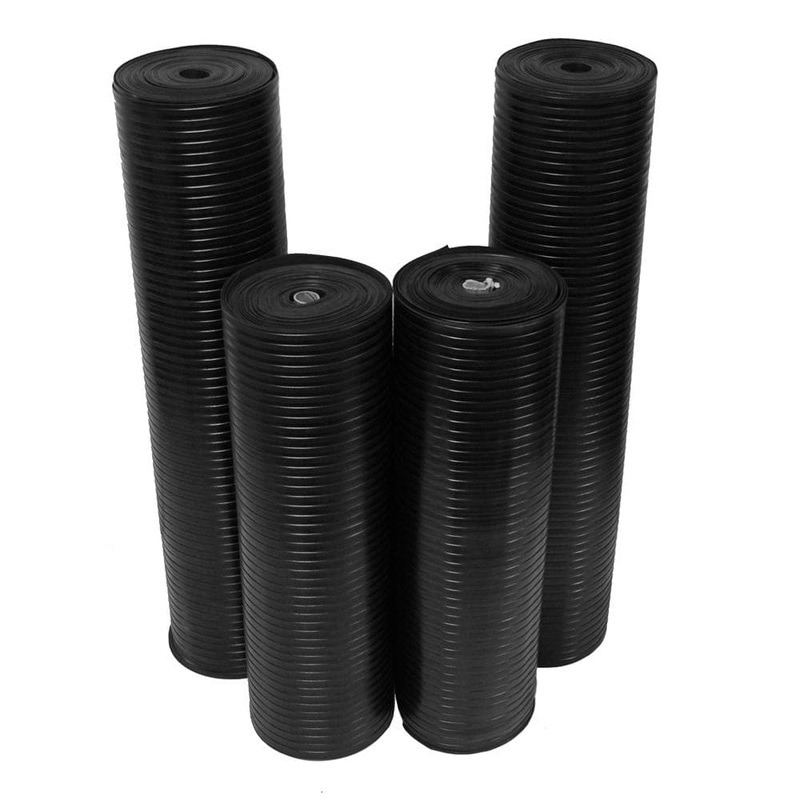 Rubber-Cal Corrugated Wide Rib 4 ft. x 4 ft. Black Rubber Flooring (16 sq. ft.) 03_168_W_WR_04
