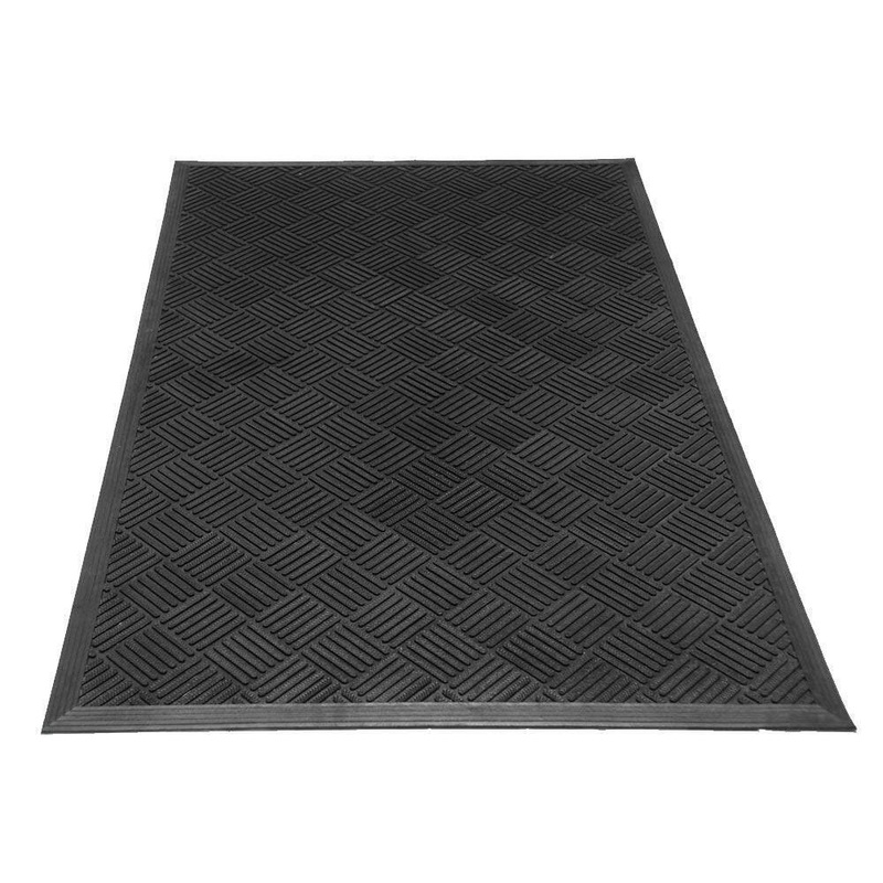Rubber-Cal Dura-Scraper Checkered 24 in. x 36 in. Black Commercial Indoor/Outdoor Rubber Entrance Mat 03-235-CH-2×3