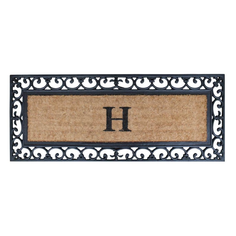 Unbranded A1HC First Impression Myla 17.7 in. x 47.25 in. Rubber and Coir Monogrammed H Non-Slip Outdoor Door Mat RC2004H