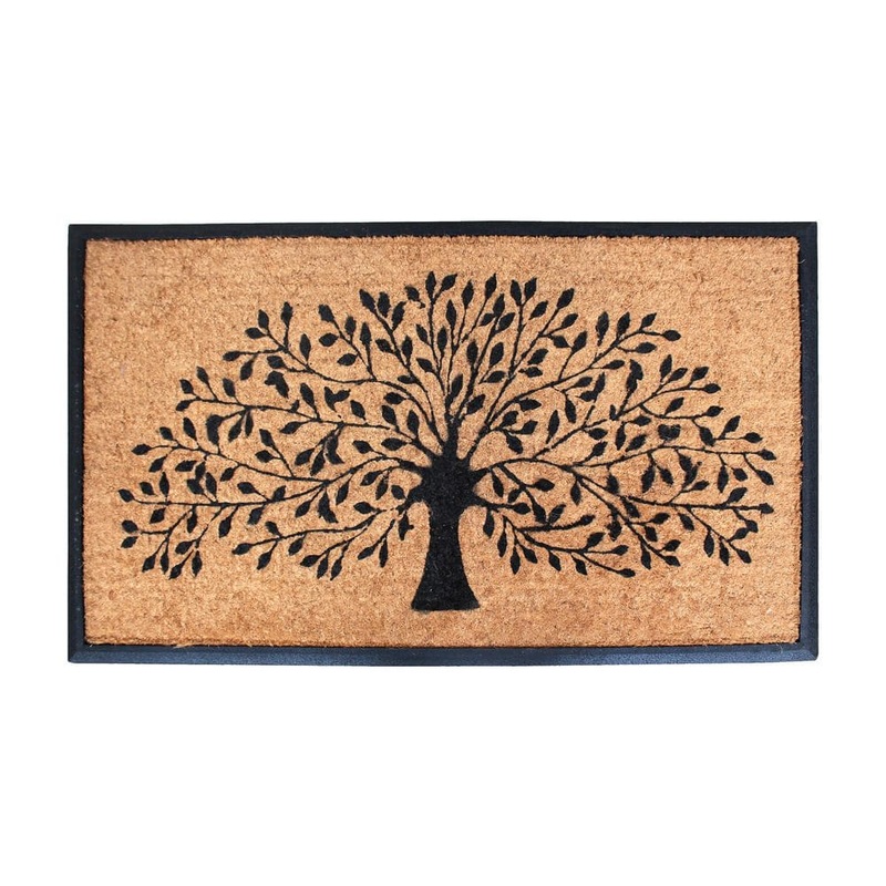Unbranded A1HC Flocked Hand Crafted Shedding Tree 30 in. x 48 in. Coir Double Border Non-Slip Outdoor Door Mat A1HOME200002