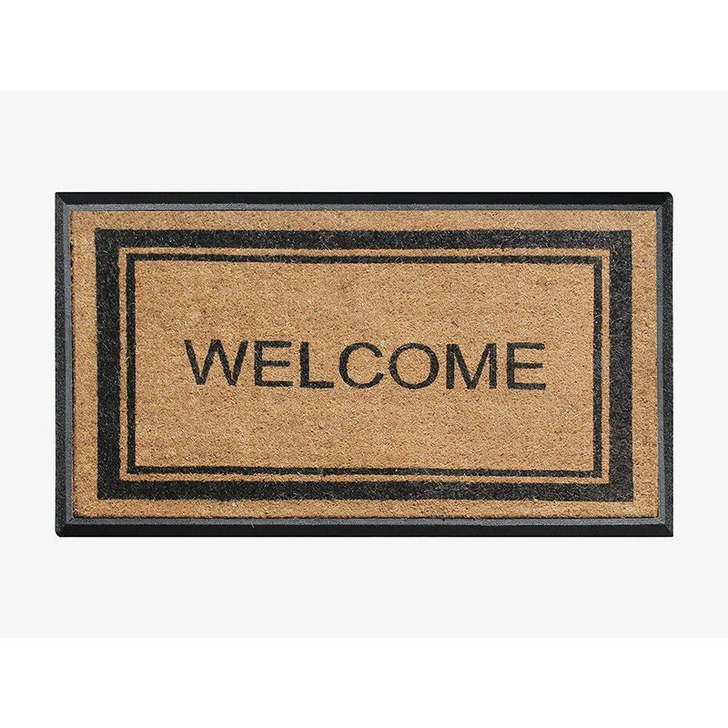Unbranded A1HC Welcome Markham 30 in. x 48 in. Rubber and Coir Double Border Non-Slip Outdoor Door Mat A1HC200102-WEL