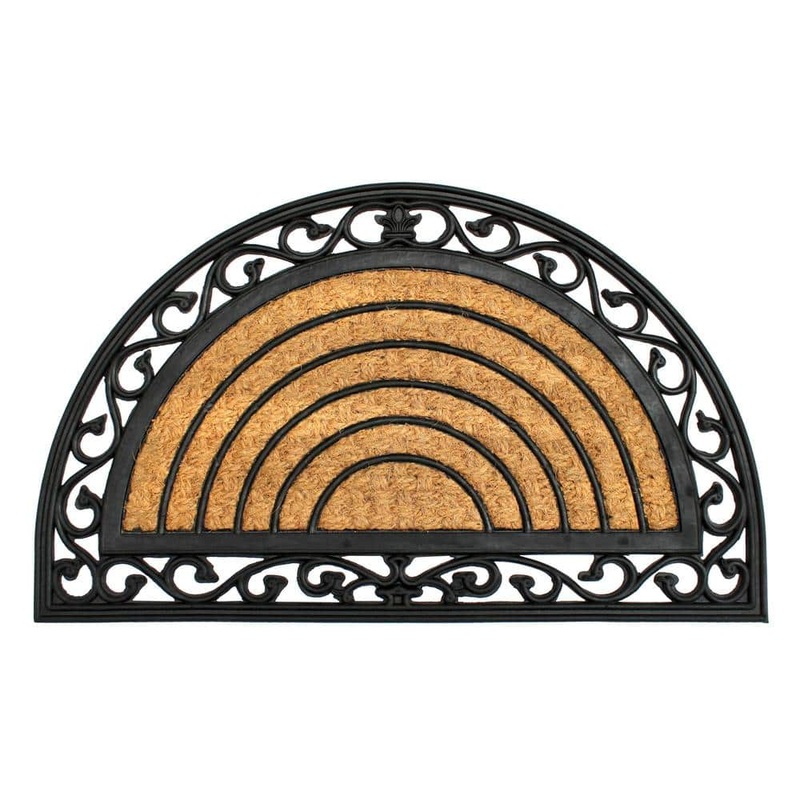Unbranded Irongate Natural 18 in. x 30 in. Rubber and Coir Half Round Non-Slip Outdoor Door Mat DM4247